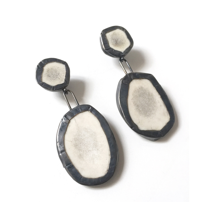 Biba Schutz, 1-ANT-2 UP Earrings, Antler, oxidized sterling silver 