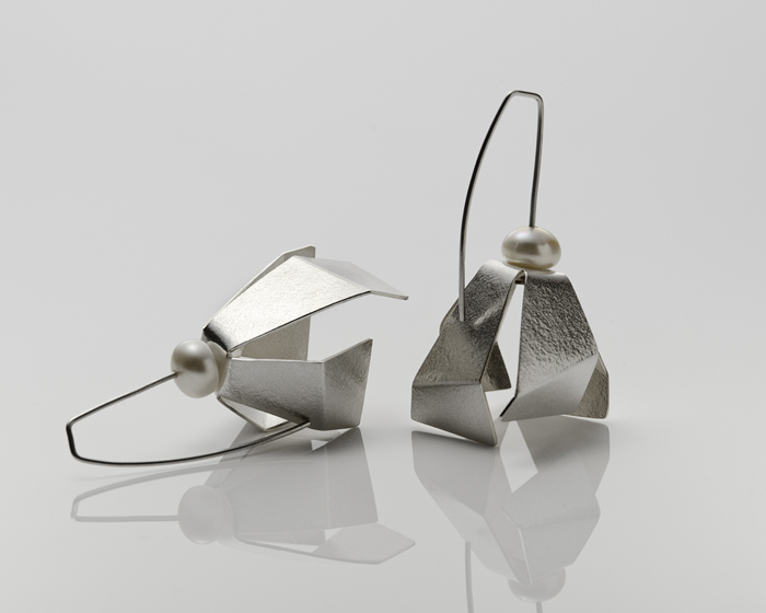Jan Smith, Folded Form, Sterling Silver, pearls 