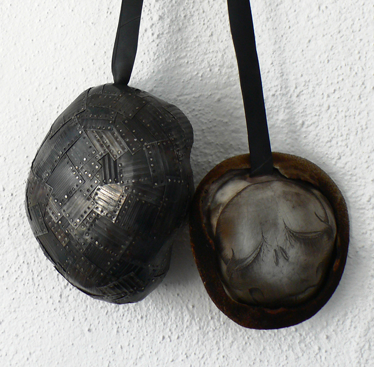 Pierce Healy, Ireland, El Zorro,, Neckpiece, 2013, Engraved sterling silver, leather, wood, rubber 